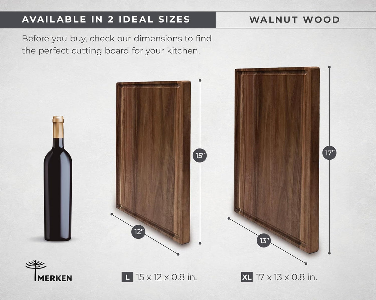 Walnut Wood Cutting Board – 17"x13" Butcher Block – Reversible Chopping Board with Juice Groove – For Meat, Cheese, Veggies, Charcuterie – Knife Friendly Kitchen Essential