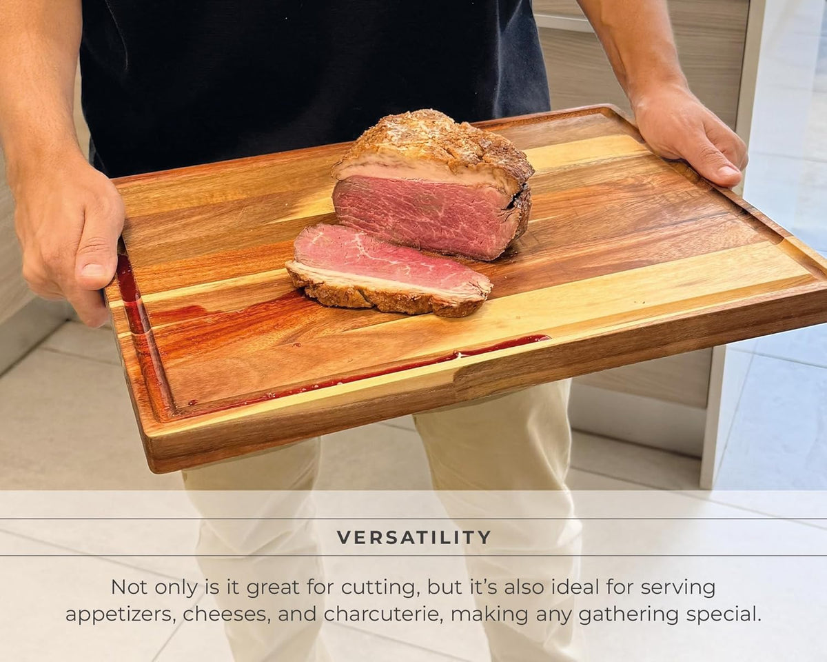 Walnut Wood Cutting Board – 17"x13" Butcher Block – Reversible Chopping Board with Juice Groove – For Meat, Cheese, Veggies, Charcuterie – Knife Friendly Kitchen Essential