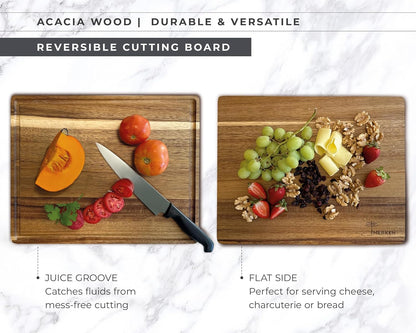 Walnut Wood Cutting Board – 17"x13" Butcher Block – Reversible Chopping Board with Juice Groove – For Meat, Cheese, Veggies, Charcuterie – Knife Friendly Kitchen Essential