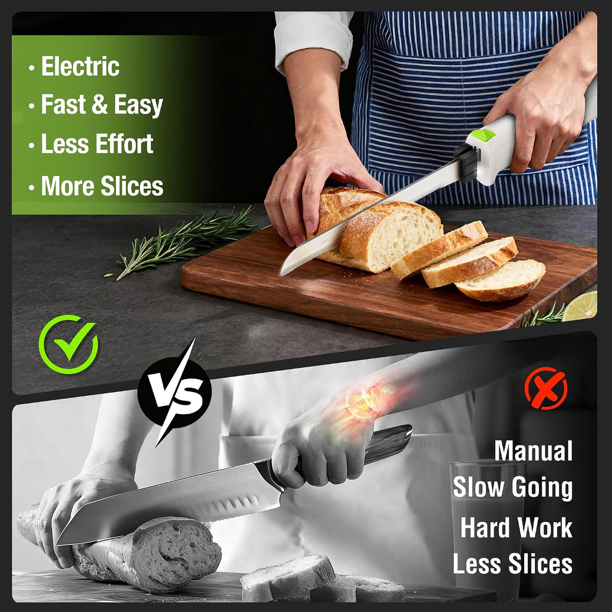 Cordless Electric Knife for Meat Slicing, White