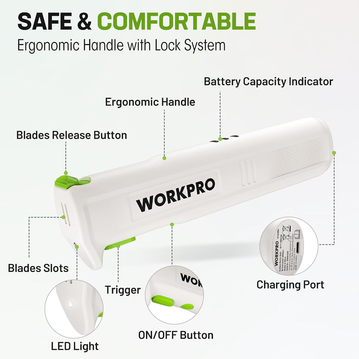 Cordless Electric Knife for Meat Slicing, White