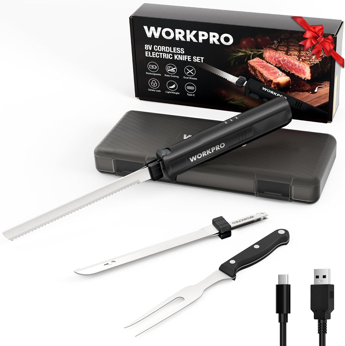 Cordless Electric Knife for Meat Slicing, White