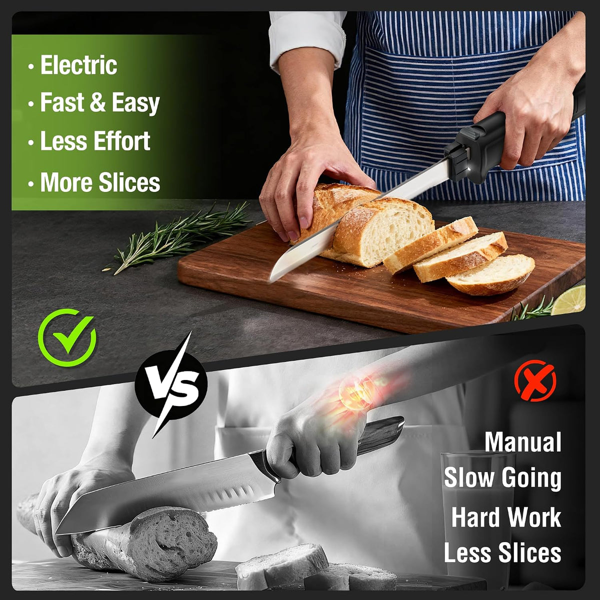 Cordless Electric Knife for Meat Slicing, White
