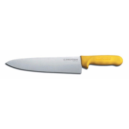S145-8Y-PCP Chef’s Knife, 8" DEXSTEEL High Carbon Stain-Free Steel Blade, Curved Edge Design, Yellow Textured Polypropylene Handle, NSF Certified, Culinary Kitchen Cook Knife