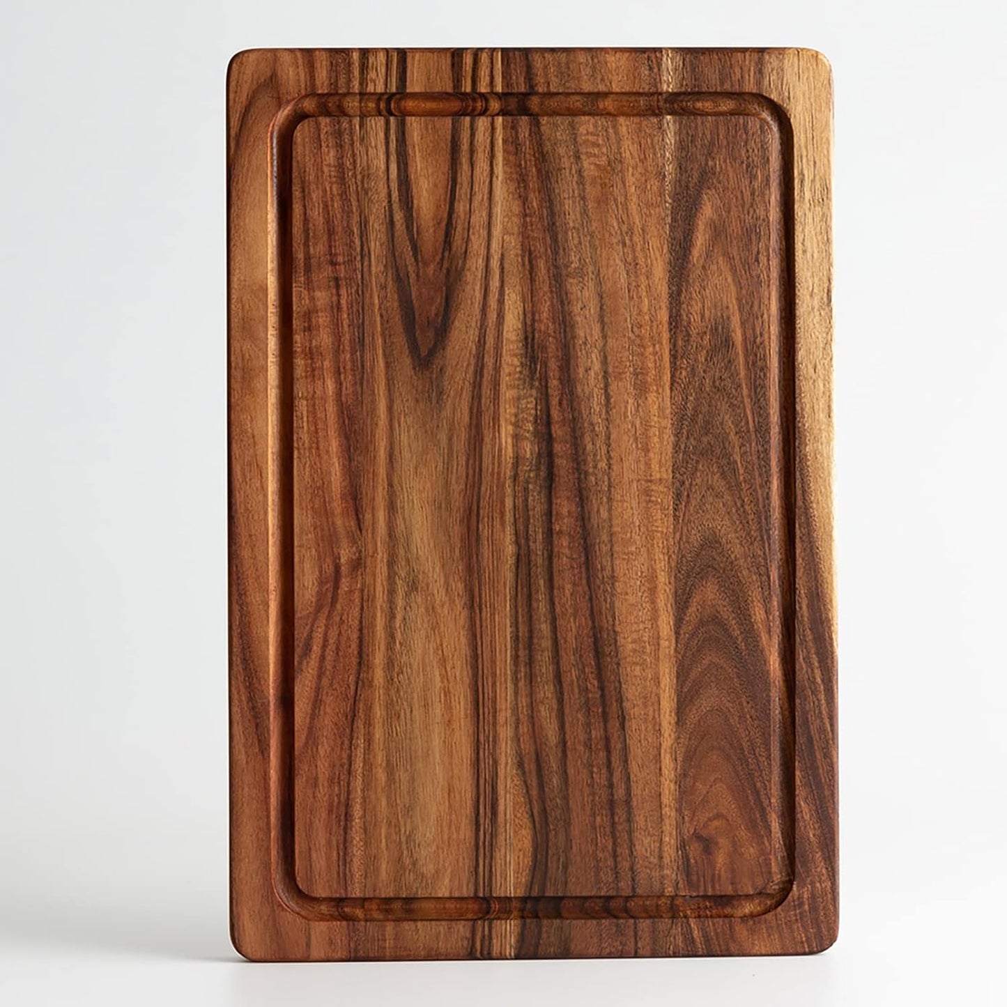 Acacia Wood Cutting Board for Kitchen with Deep Juice Groove and Handles, Wooden Trays for Meat, Fruit and Cheese, 15x10x0.7 Inch
