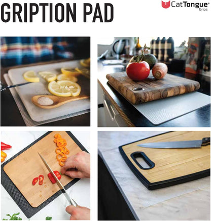 8"x12" Non-Slip Mat for Cutting Board, Black, 1-Pack | Gription's unique non-rubber material with double-sided traction is perfect for securing cutting boards, kitchen items, jars