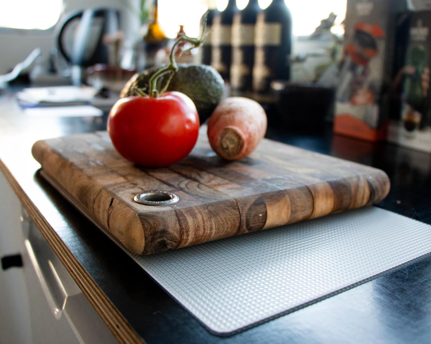 8"x12" Non-Slip Mat for Cutting Board, Black, 1-Pack | Gription's unique non-rubber material with double-sided traction is perfect for securing cutting boards, kitchen items, jars