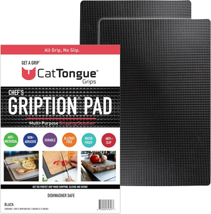 8"x12" Non-Slip Mat for Cutting Board, Black, 1-Pack | Gription's unique non-rubber material with double-sided traction is perfect for securing cutting boards, kitchen items, jars