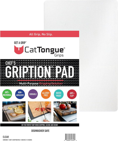 8"x12" Non-Slip Mat for Cutting Board, Black, 1-Pack | Gription's unique non-rubber material with double-sided traction is perfect for securing cutting boards, kitchen items, jars