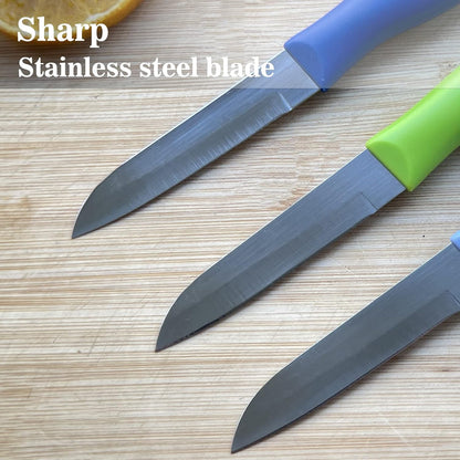 Classic Paring Knives with Straight Edge, Spear Point Color Paring Knife Set of 6, Fruit and Vegetable Knife, Ultra Sharp Kitchen Knives, German Steel, PP Plastic Handle, red/Green/Blue