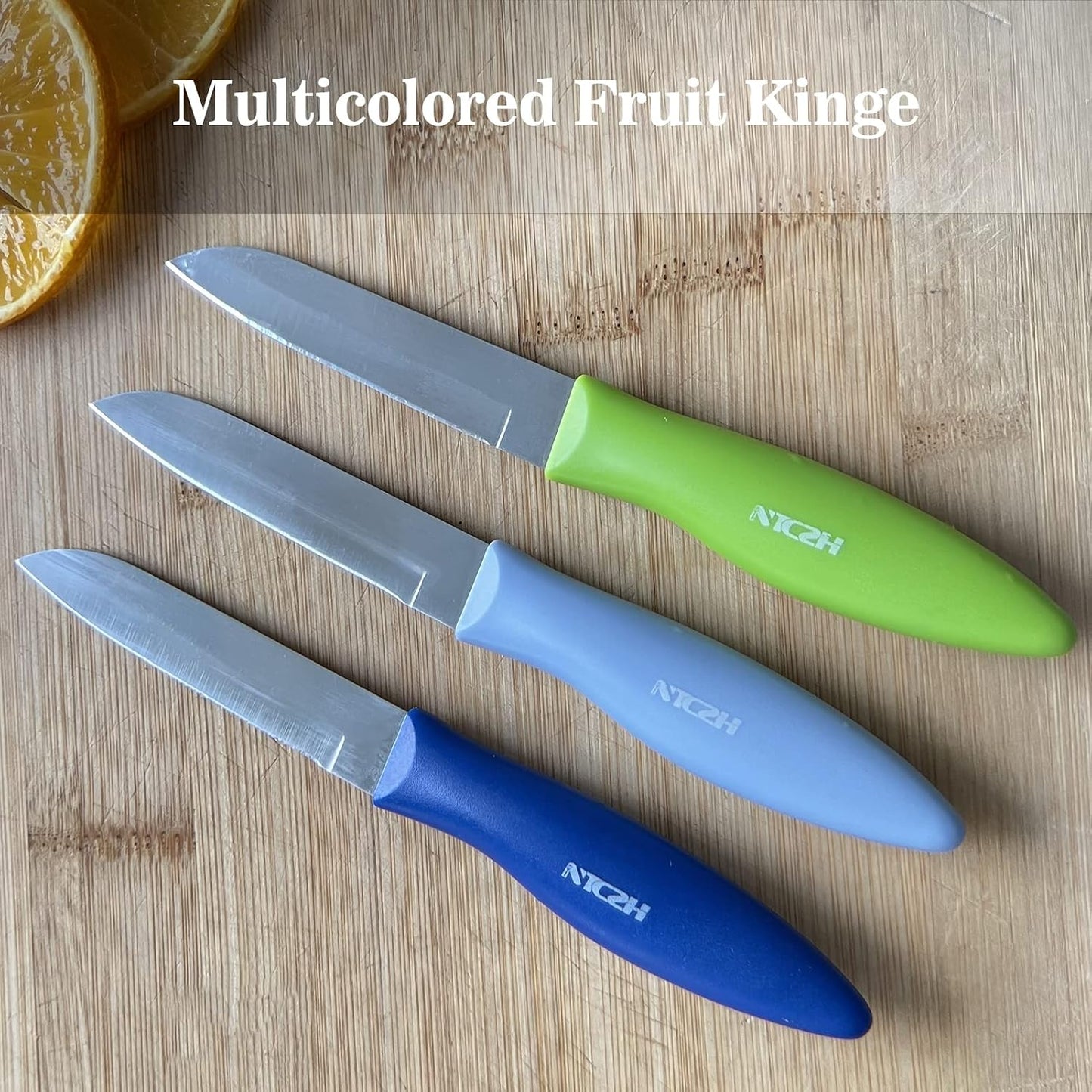 Classic Paring Knives with Straight Edge, Spear Point Color Paring Knife Set of 6, Fruit and Vegetable Knife, Ultra Sharp Kitchen Knives, German Steel, PP Plastic Handle, red/Green/Blue