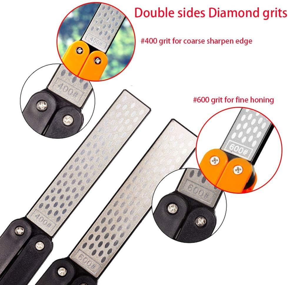 Diamond Knife sharpener Pocket Sharpening Stone #400/600 Double Sides Folding Portable Orange - 1pcs