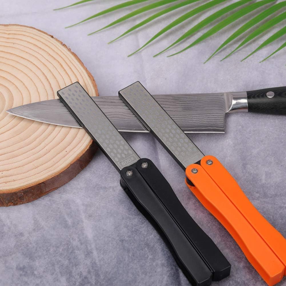 Diamond Knife sharpener Pocket Sharpening Stone #400/600 Double Sides Folding Portable Orange - 1pcs