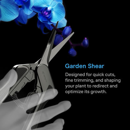 6.6” Stainless Steel Pruning Shear, Lightweight Ergonomic Design, Straight Precision Blades with Nonstick Teflon Coating for Gardening, Hydroponics, Grow Tents
