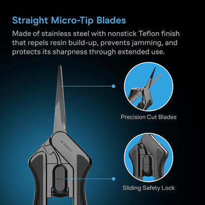6.6” Stainless Steel Pruning Shear, Lightweight Ergonomic Design, Straight Precision Blades with Nonstick Teflon Coating for Gardening, Hydroponics, Grow Tents