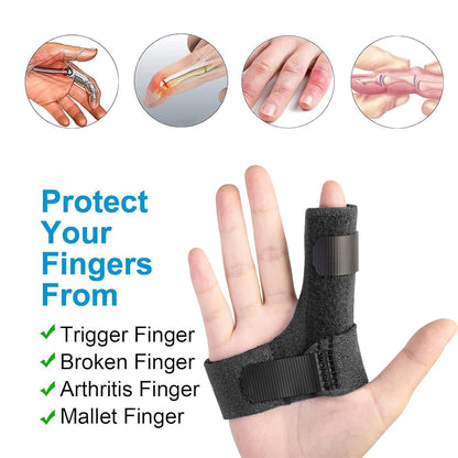 Finger Brace, Trigger Finger Splint for Index Middle Ring Pinky Finger Arthritis Pain, Tendon Injury, Broken Mallet Finger Stabilizer Supports for Dislocated Knuckle Immobilizer Wrap,Black