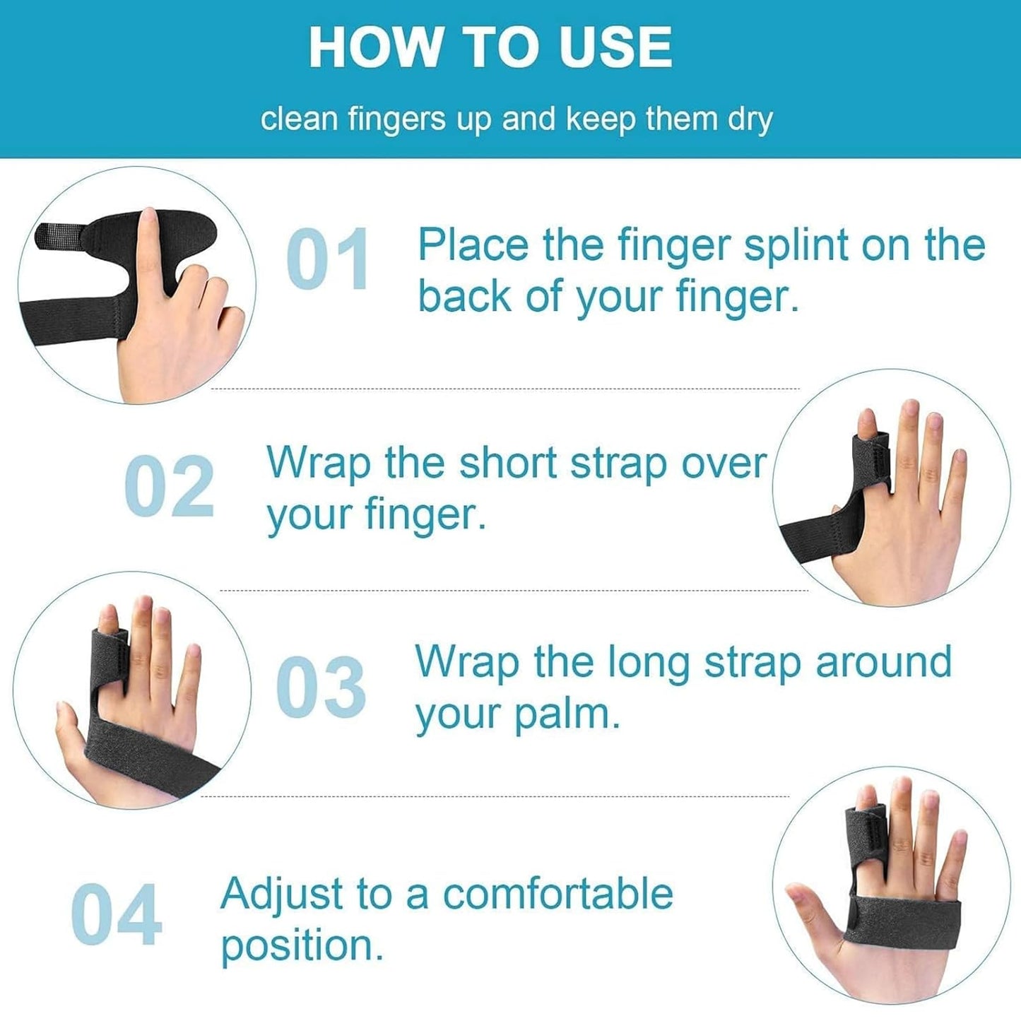 Finger Brace, Trigger Finger Splint for Index Middle Ring Pinky Finger Arthritis Pain, Tendon Injury, Broken Mallet Finger Stabilizer Supports for Dislocated Knuckle Immobilizer Wrap,Black
