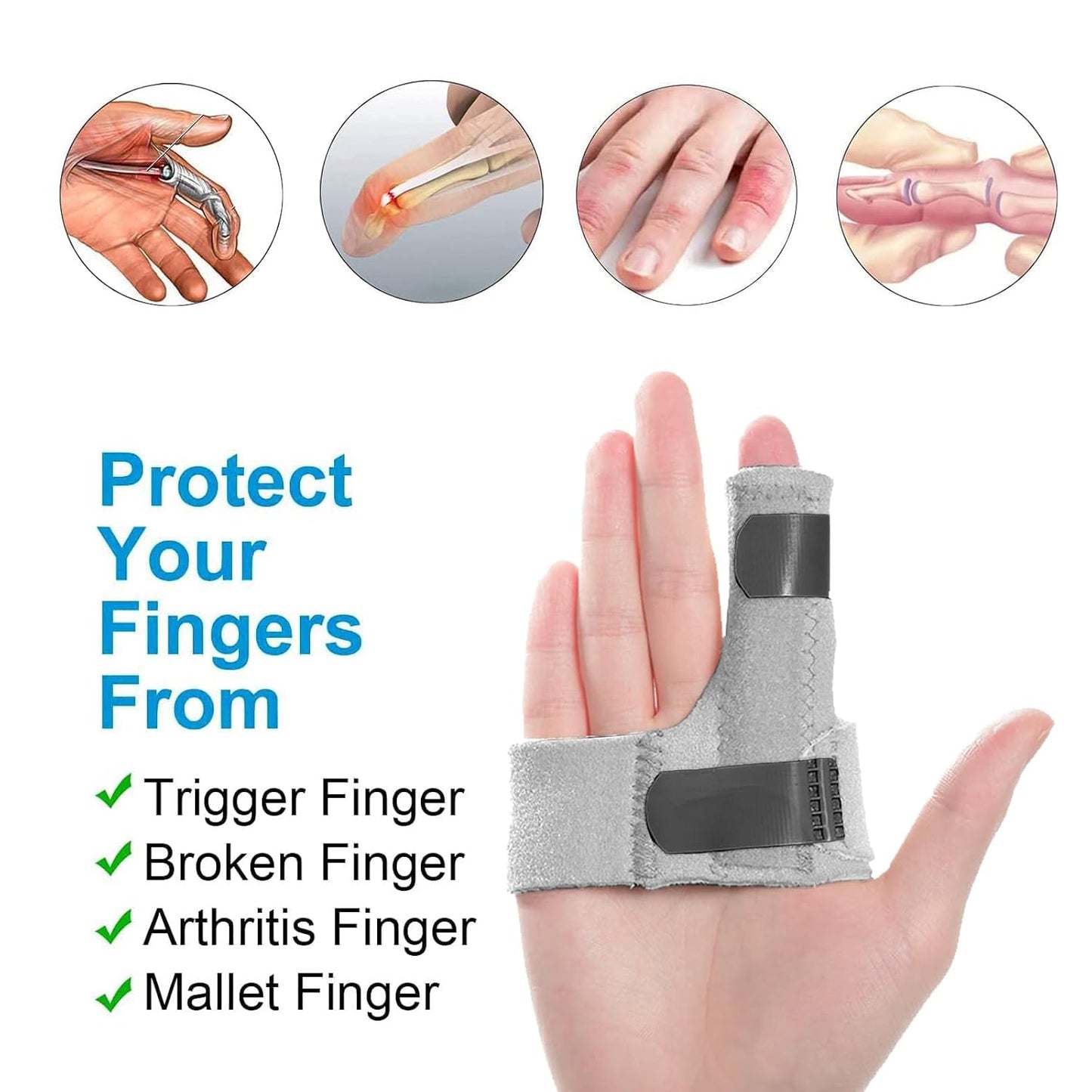 Finger Brace, Trigger Finger Splint for Index Middle Ring Pinky Finger Arthritis Pain, Tendon Injury, Broken Mallet Finger Stabilizer Supports for Dislocated Knuckle Immobilizer Wrap,Black
