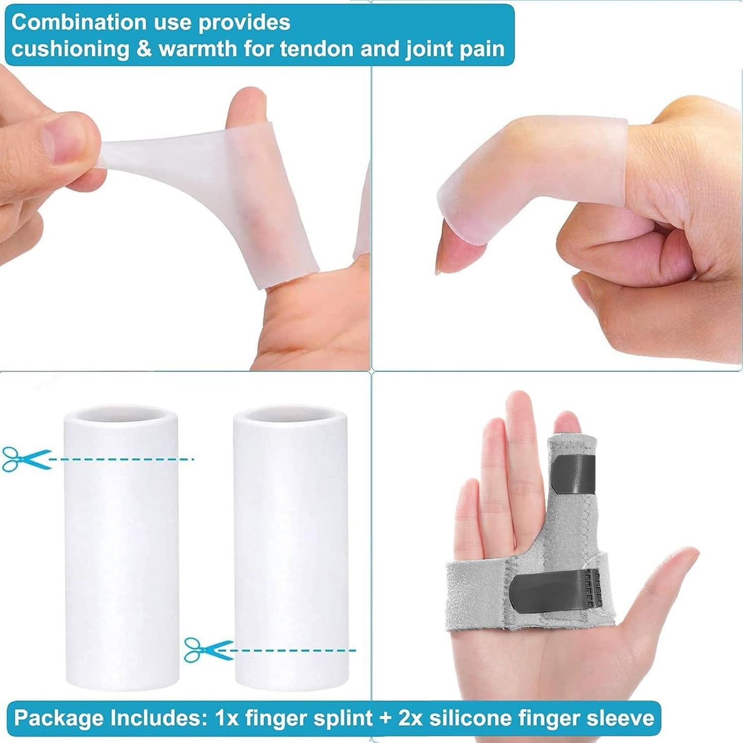 Finger Brace, Trigger Finger Splint for Index Middle Ring Pinky Finger Arthritis Pain, Tendon Injury, Broken Mallet Finger Stabilizer Supports for Dislocated Knuckle Immobilizer Wrap,Black