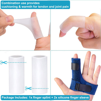 Finger Brace, Trigger Finger Splint for Index Middle Ring Pinky Finger Arthritis Pain, Tendon Injury, Broken Mallet Finger Stabilizer Supports for Dislocated Knuckle Immobilizer Wrap,Black