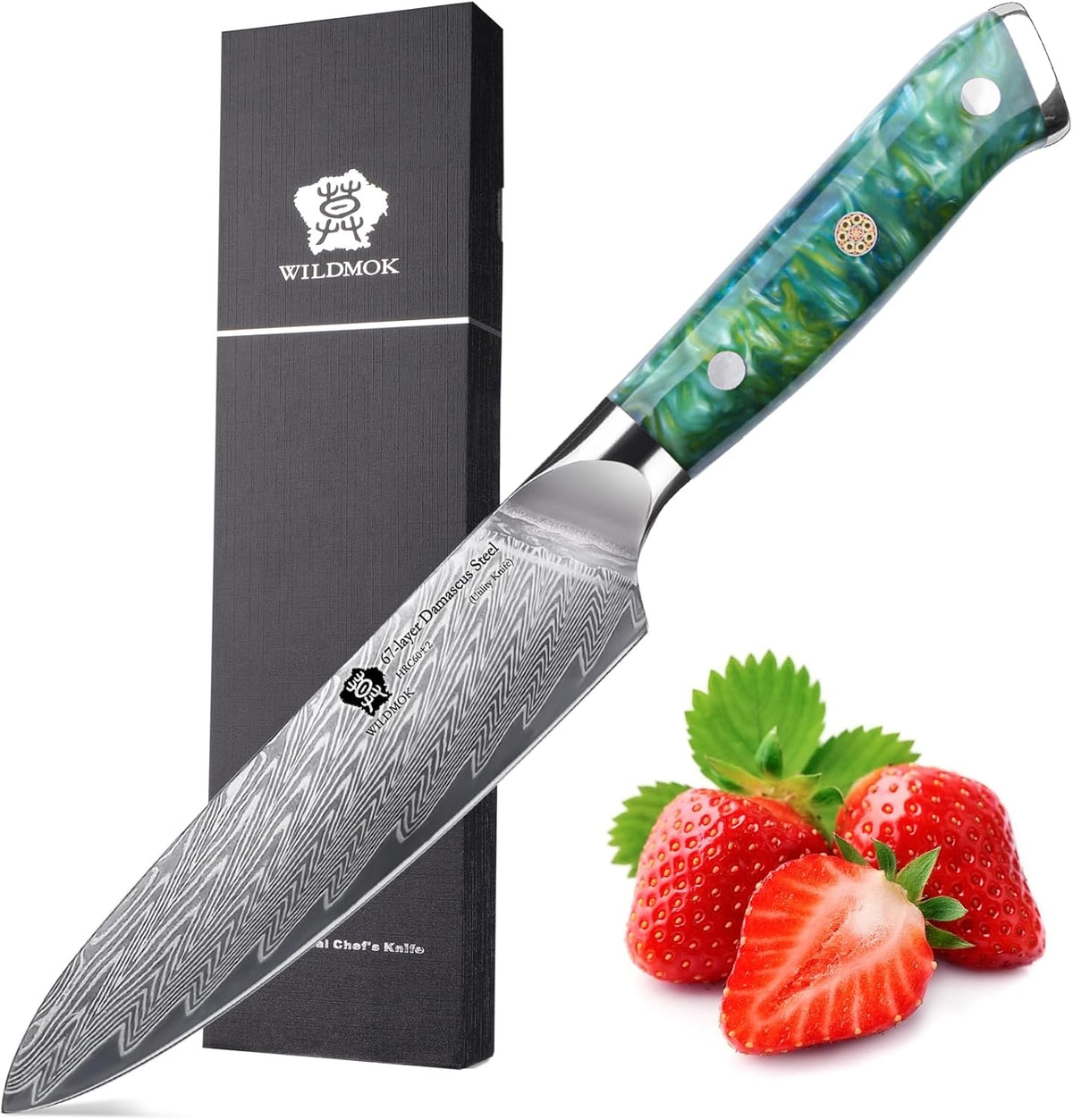 Japanese Damascus Steel Utility Knife, Multipurpose Super Sharp, Slicing, Mincing, Chopping, Peeling, Dicing
