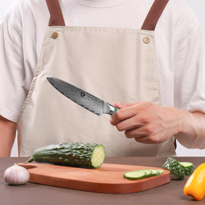 Japanese Damascus Steel Utility Knife, Multipurpose Super Sharp, Slicing, Mincing, Chopping, Peeling, Dicing