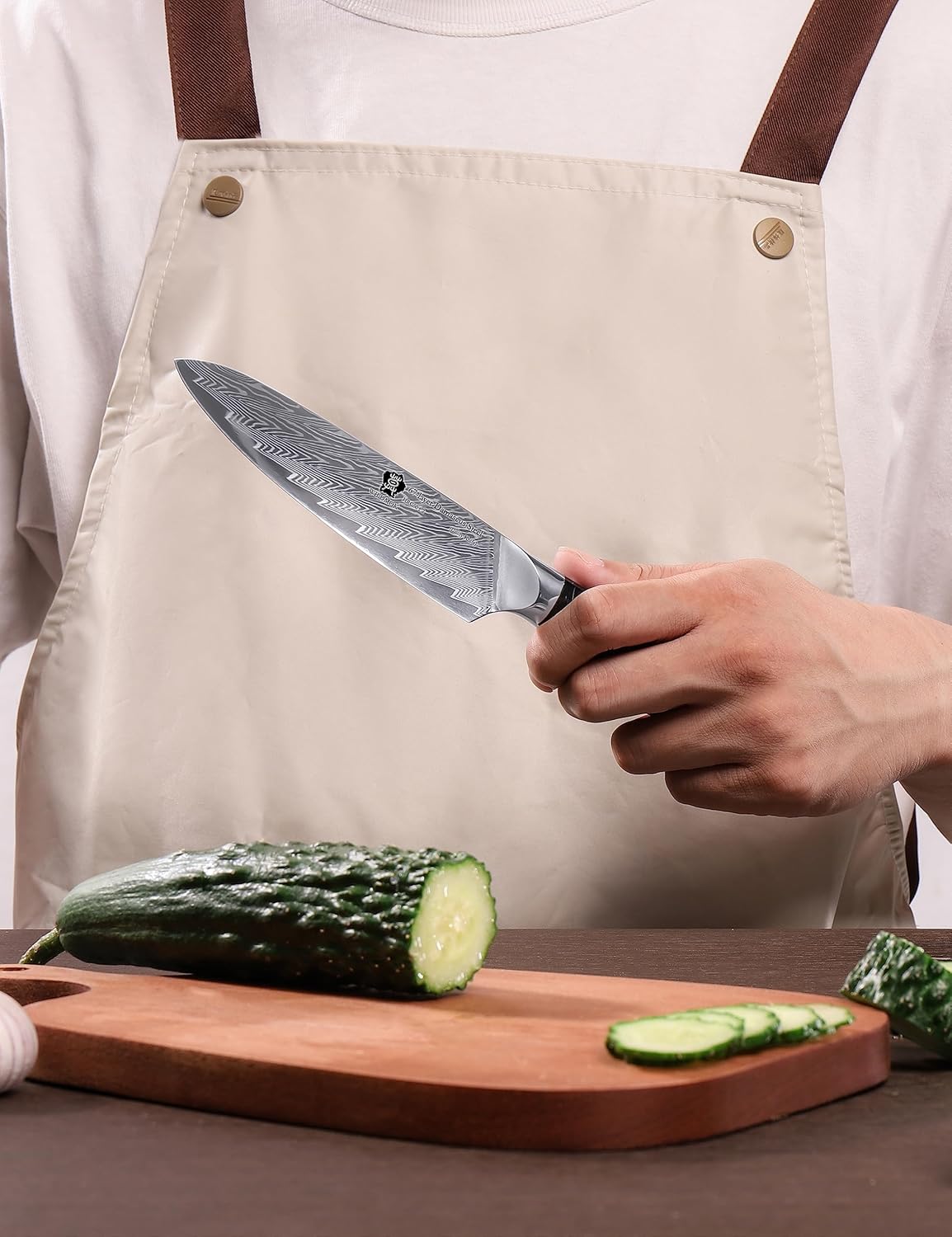 Japanese Damascus Steel Utility Knife, Multipurpose Super Sharp, Slicing, Mincing, Chopping, Peeling, Dicing