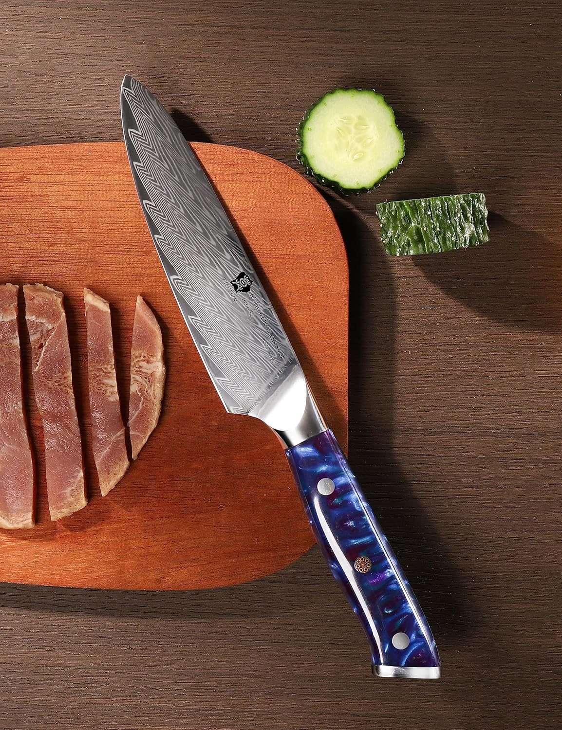 Japanese Damascus Steel Utility Knife, Multipurpose Super Sharp, Slicing, Mincing, Chopping, Peeling, Dicing