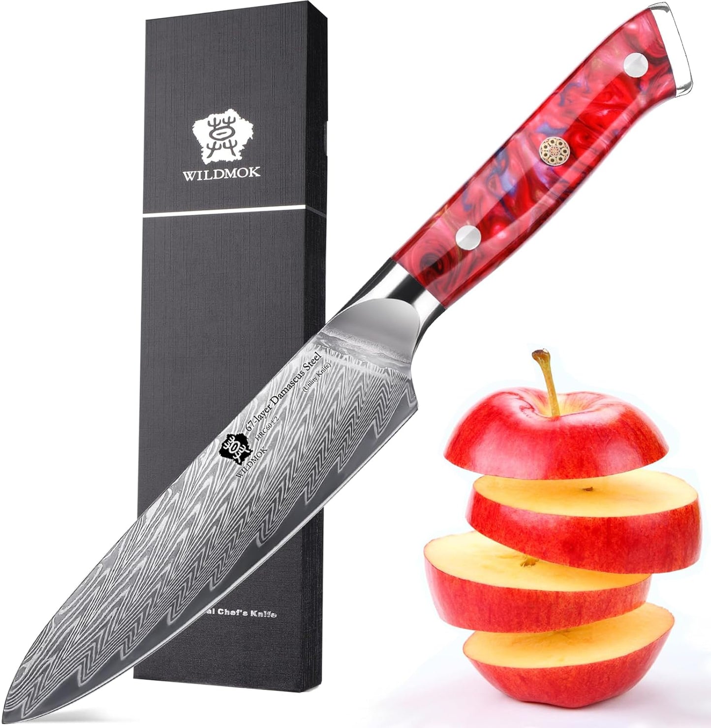 Japanese Damascus Steel Utility Knife, Multipurpose Super Sharp, Slicing, Mincing, Chopping, Peeling, Dicing