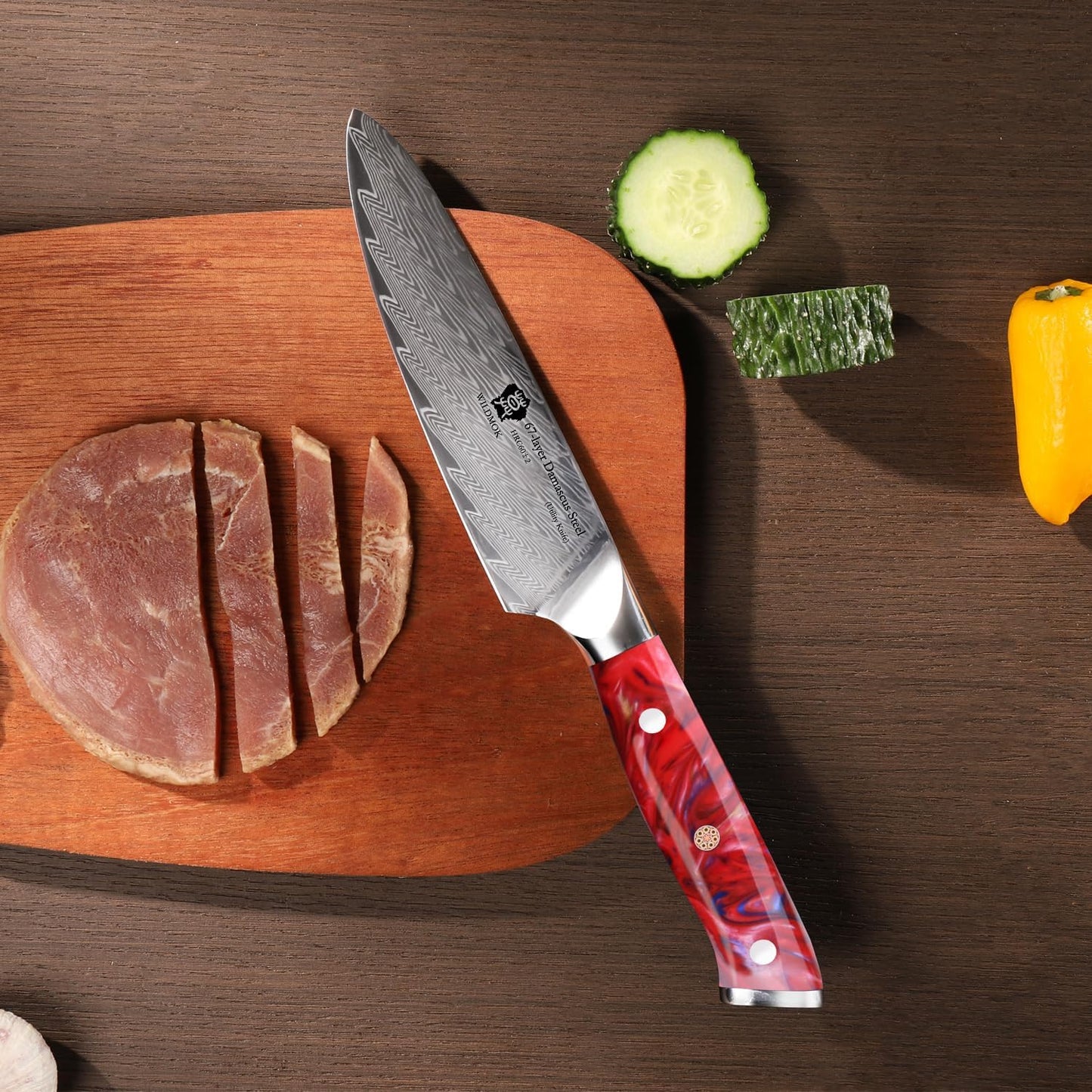 Japanese Damascus Steel Utility Knife, Multipurpose Super Sharp, Slicing, Mincing, Chopping, Peeling, Dicing