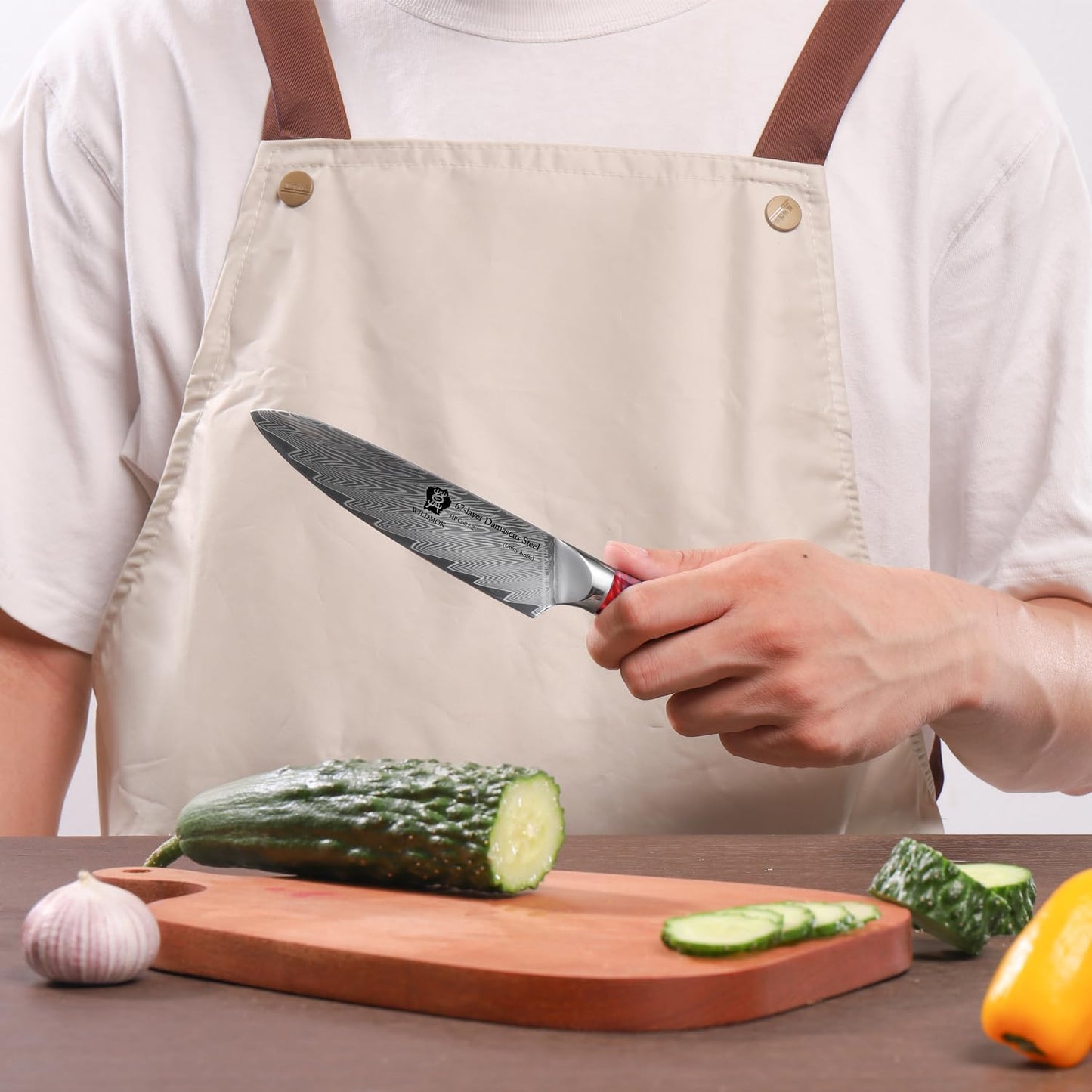 Japanese Damascus Steel Utility Knife, Multipurpose Super Sharp, Slicing, Mincing, Chopping, Peeling, Dicing