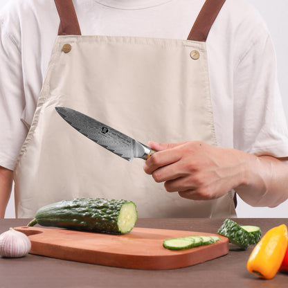 Japanese Damascus Steel Utility Knife, Multipurpose Super Sharp, Slicing, Mincing, Chopping, Peeling, Dicing