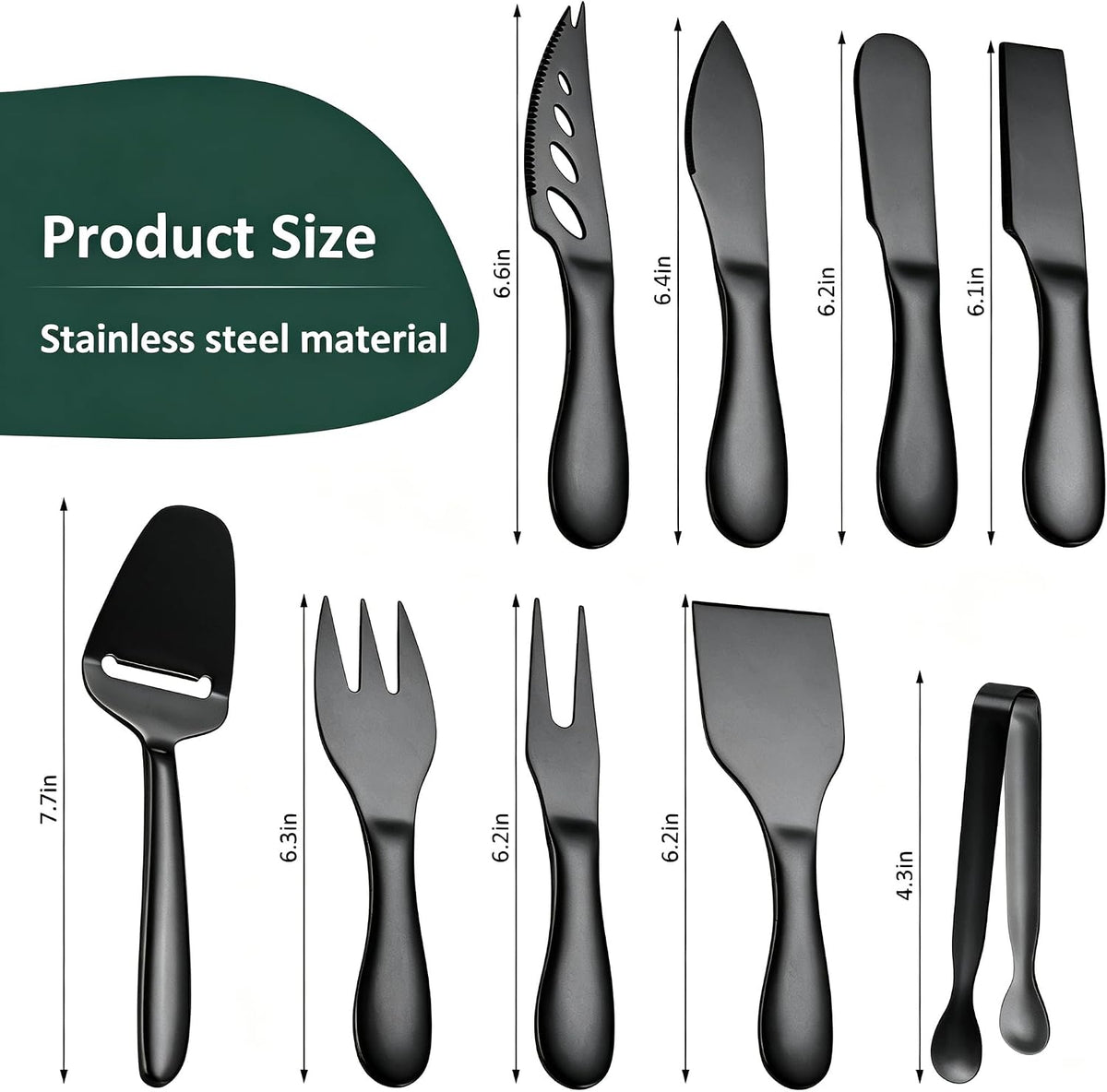 Premium Stainless Steel Gold Cheese Tool Set - 12 Piece Cheese Knife & Cheese Markers Gifts Set - Cut, Butter Spreader Slicer Mini Serving Tongs,Birthday Wedding Christmas All Your Favorite Cheeses