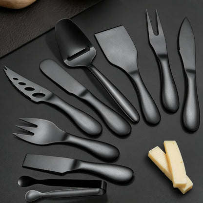 Premium Stainless Steel Gold Cheese Tool Set - 12 Piece Cheese Knife & Cheese Markers Gifts Set - Cut, Butter Spreader Slicer Mini Serving Tongs,Birthday Wedding Christmas All Your Favorite Cheeses