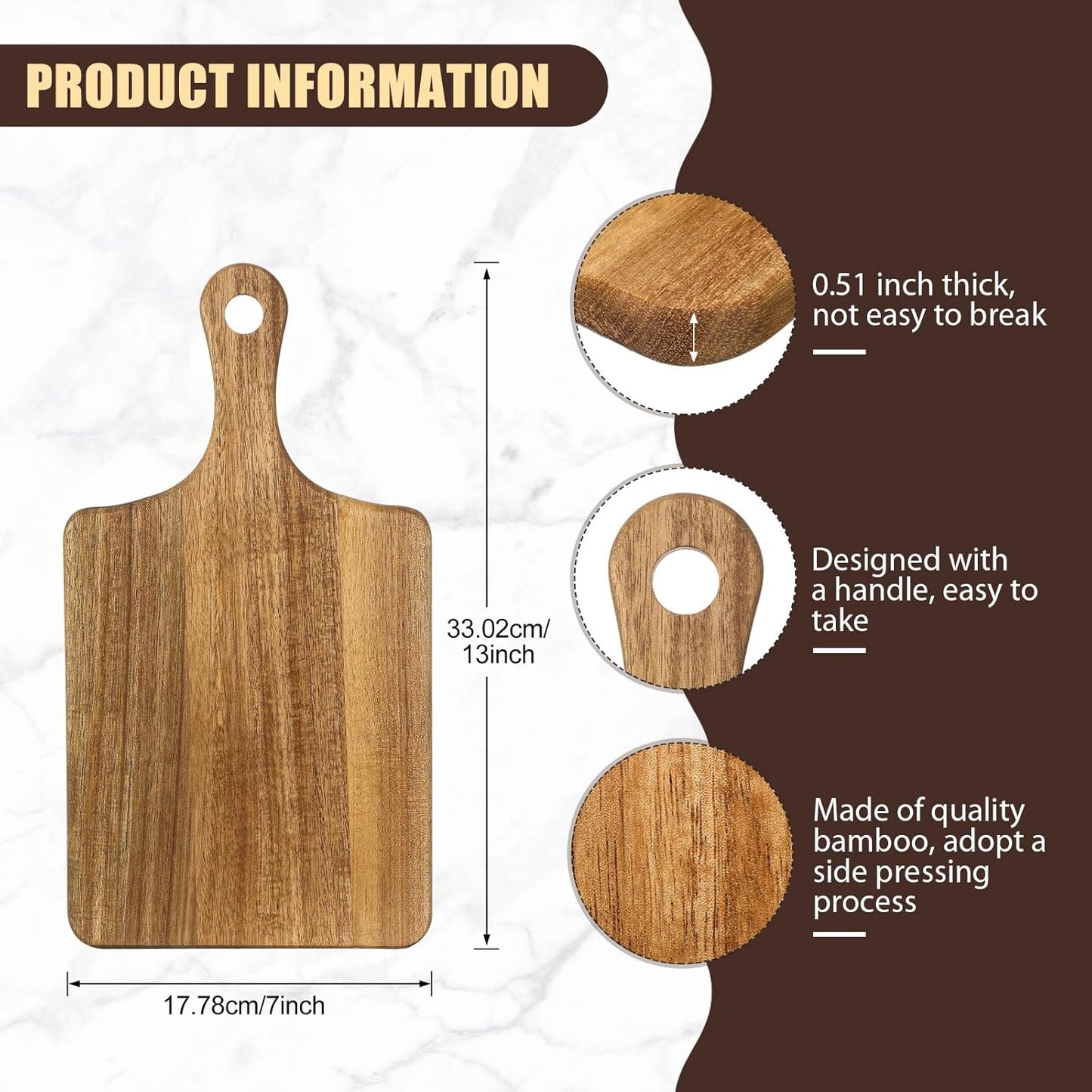 6 Pcs Thicken Cutting Board Bulk Wood Board for Chopping Serving Charcuterie Material for Laser Engraving Mother' Day Wedding Housewarming Gift(Acacia)