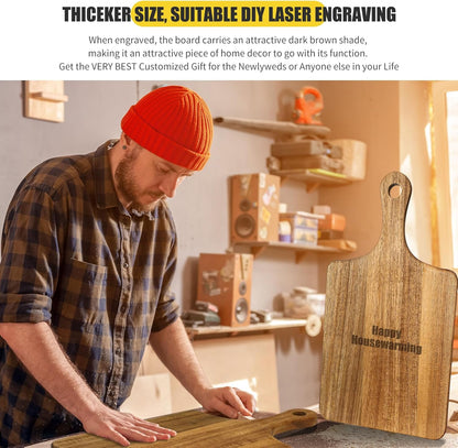 6 Pcs Thicken Cutting Board Bulk Wood Board for Chopping Serving Charcuterie Material for Laser Engraving Mother' Day Wedding Housewarming Gift(Acacia)