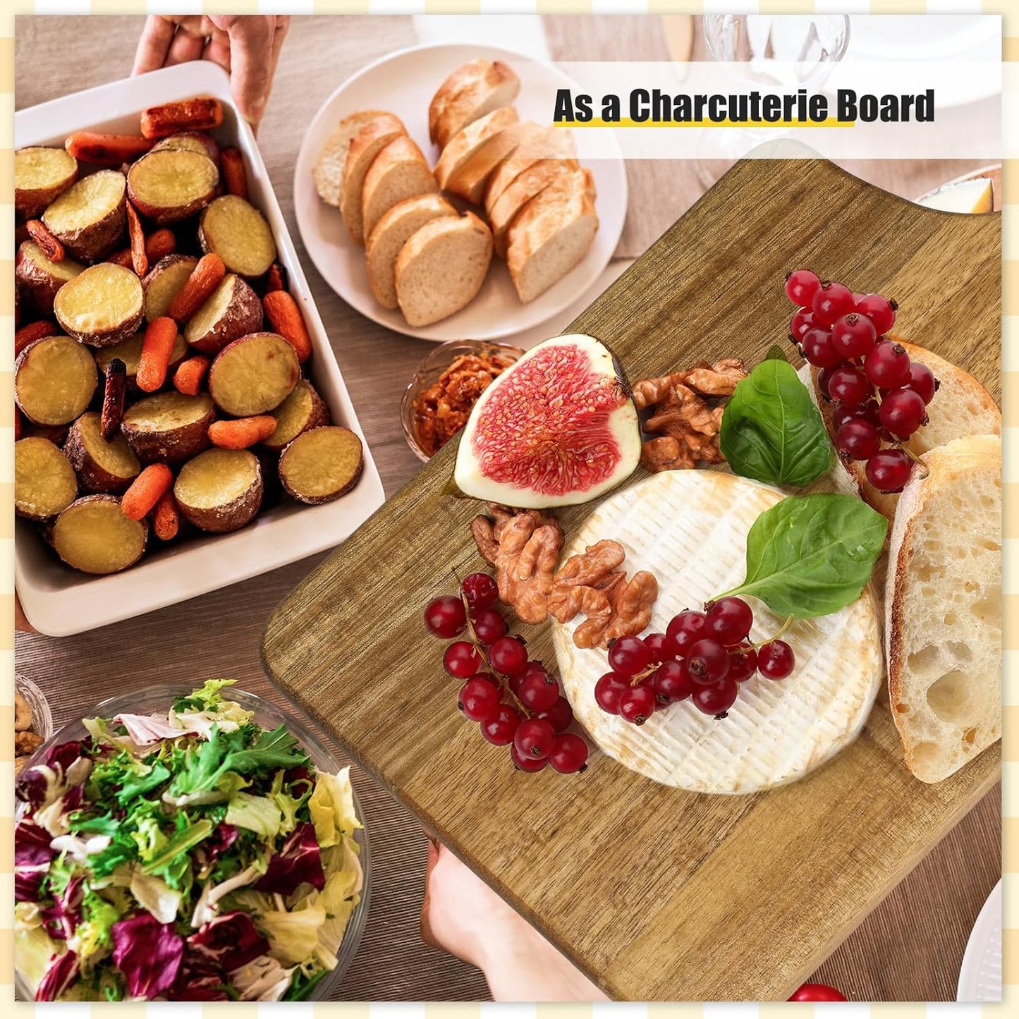 6 Pcs Thicken Cutting Board Bulk Wood Board for Chopping Serving Charcuterie Material for Laser Engraving Mother' Day Wedding Housewarming Gift(Acacia)