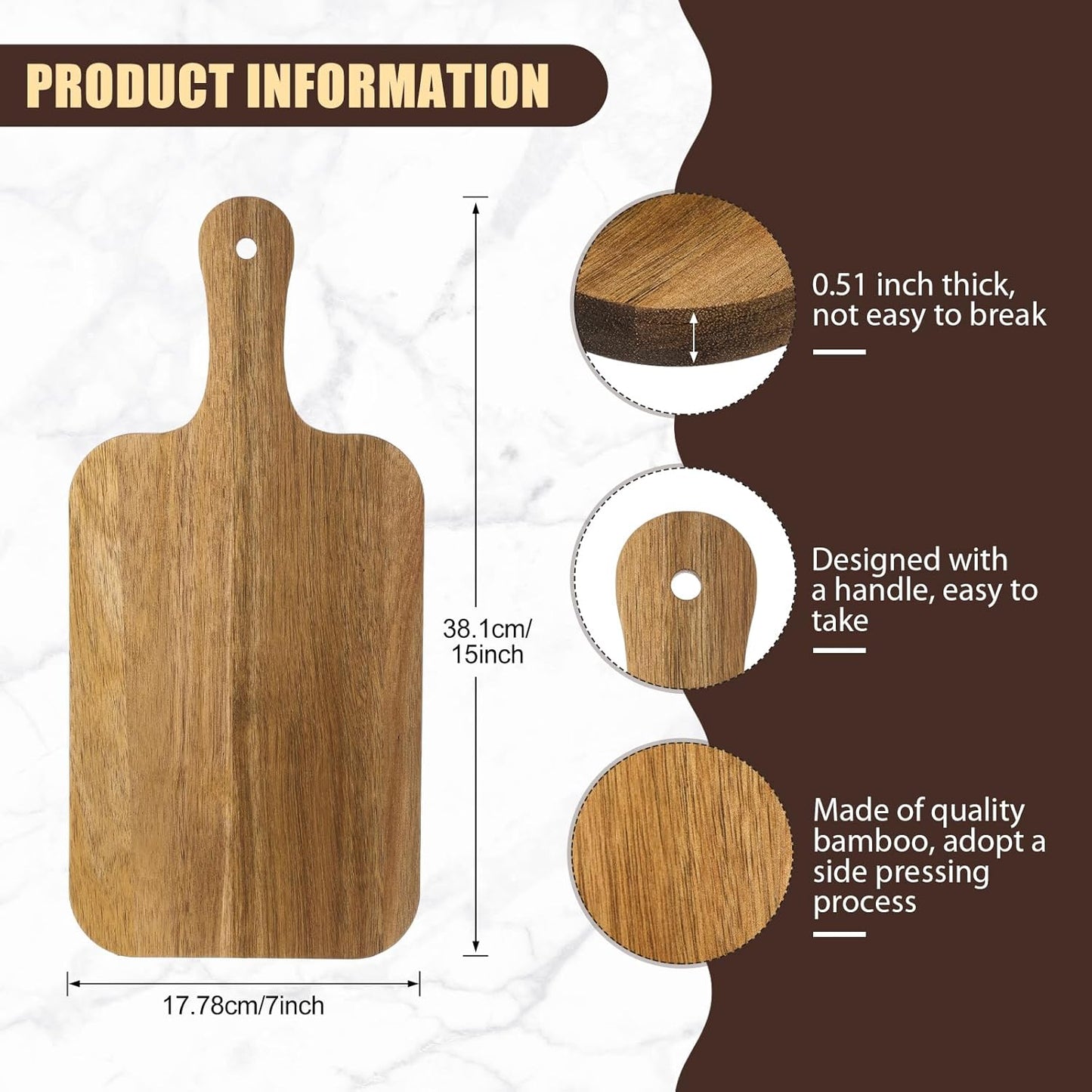 6 Pcs Thicken Cutting Board Bulk Wood Board for Chopping Serving Charcuterie Material for Laser Engraving Mother' Day Wedding Housewarming Gift(Acacia)