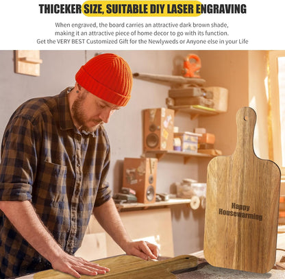 6 Pcs Thicken Cutting Board Bulk Wood Board for Chopping Serving Charcuterie Material for Laser Engraving Mother' Day Wedding Housewarming Gift(Acacia)