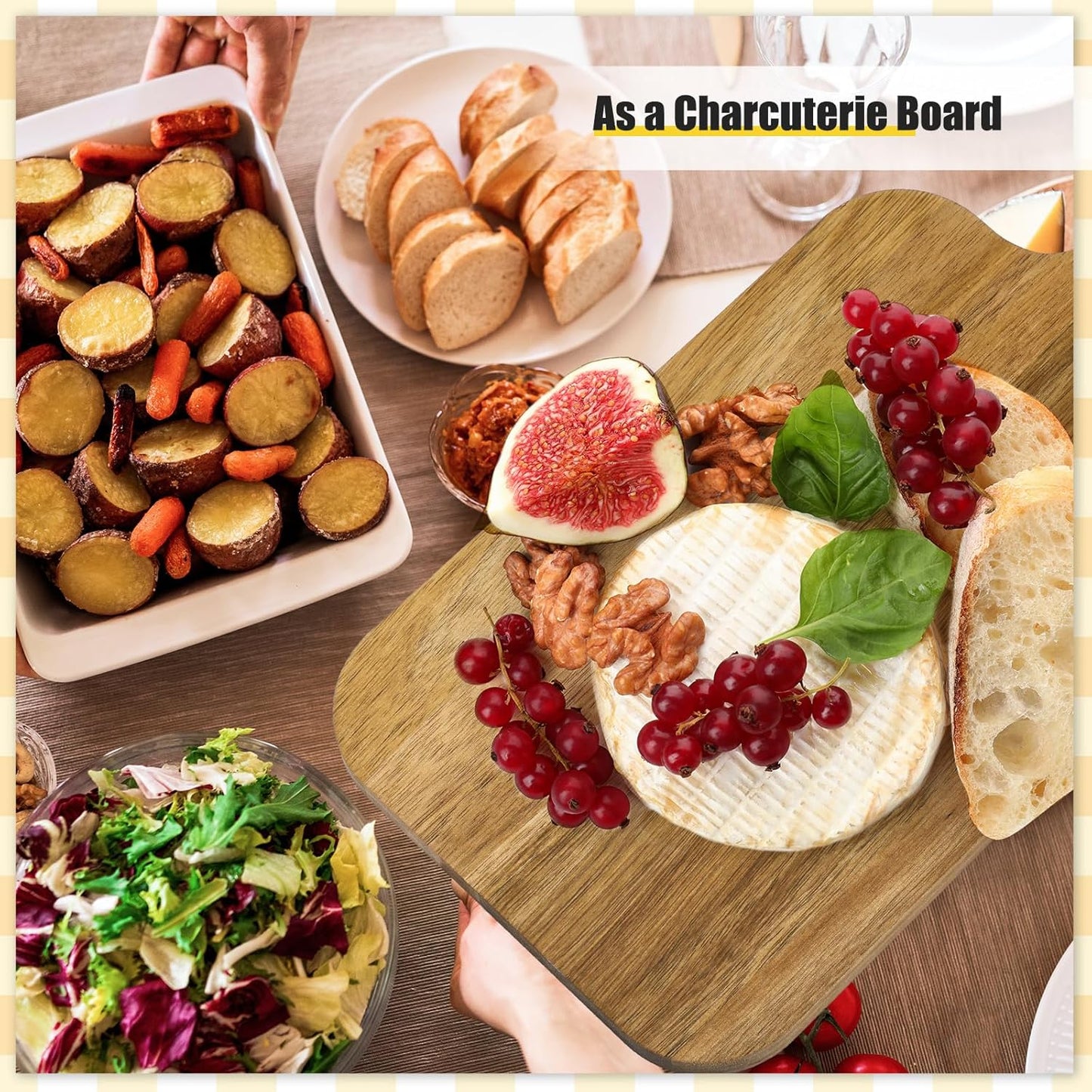 6 Pcs Thicken Cutting Board Bulk Wood Board for Chopping Serving Charcuterie Material for Laser Engraving Mother' Day Wedding Housewarming Gift(Acacia)