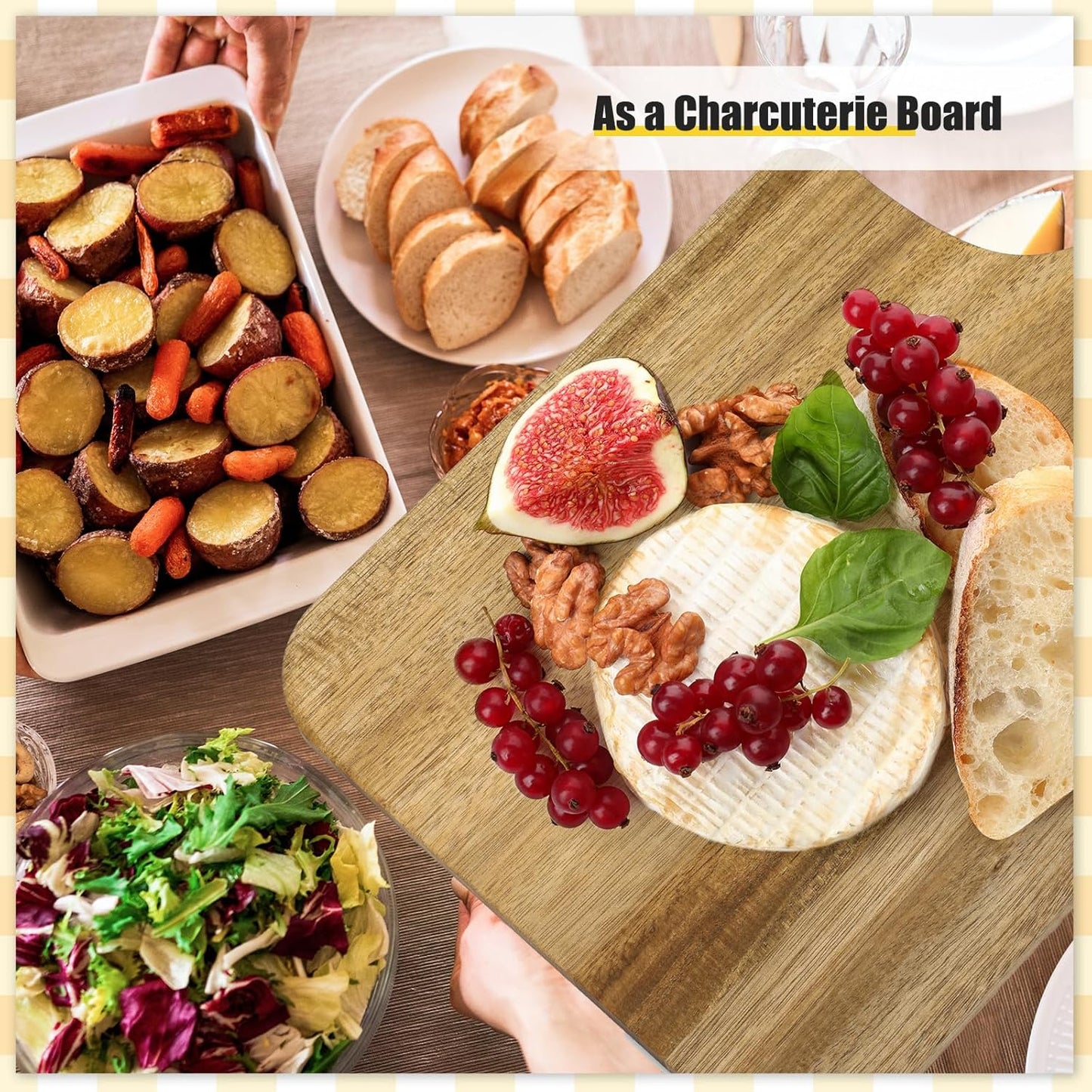 6 Pcs Thicken Cutting Board Bulk Wood Board for Chopping Serving Charcuterie Material for Laser Engraving Mother' Day Wedding Housewarming Gift(Acacia)
