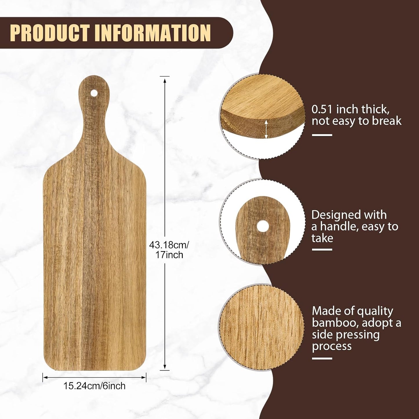 6 Pcs Thicken Cutting Board Bulk Wood Board for Chopping Serving Charcuterie Material for Laser Engraving Mother' Day Wedding Housewarming Gift(Acacia)