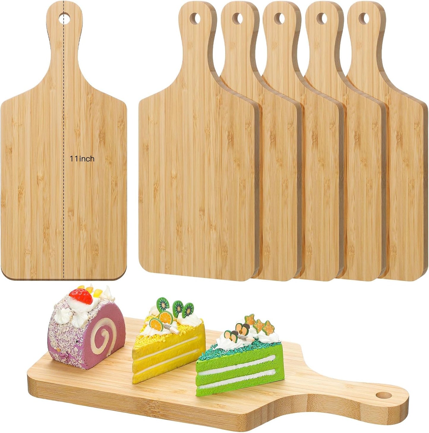 6 Pcs Thicken Cutting Board Bulk Wood Board for Chopping Serving Charcuterie Material for Laser Engraving Mother' Day Wedding Housewarming Gift(Acacia)