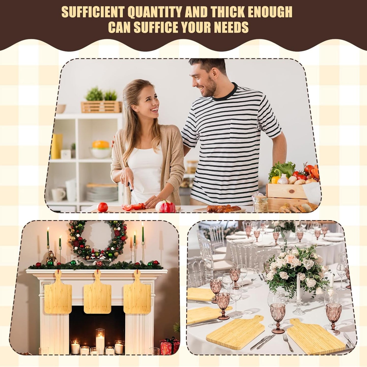 6 Pcs Thicken Cutting Board Bulk Wood Board for Chopping Serving Charcuterie Material for Laser Engraving Mother' Day Wedding Housewarming Gift(Acacia)
