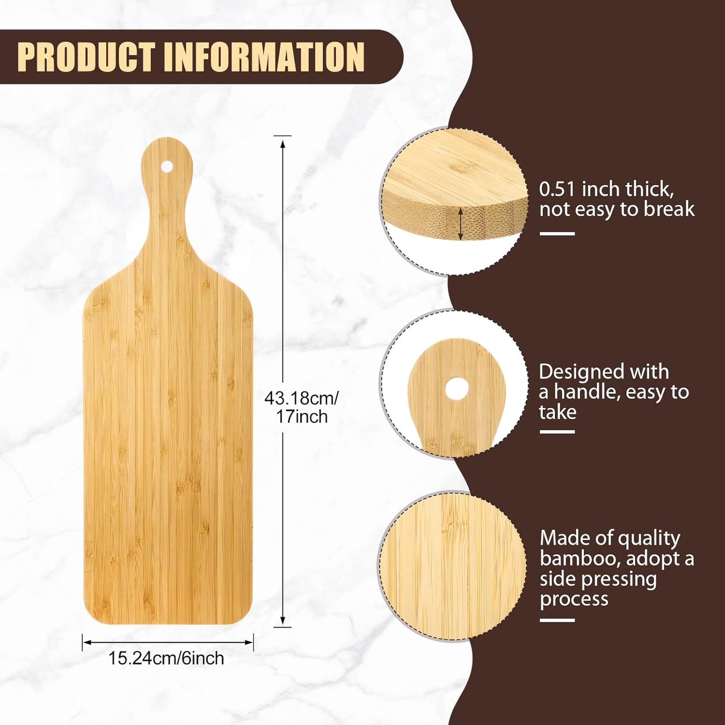 6 Pcs Thicken Cutting Board Bulk Wood Board for Chopping Serving Charcuterie Material for Laser Engraving Mother' Day Wedding Housewarming Gift(Acacia)