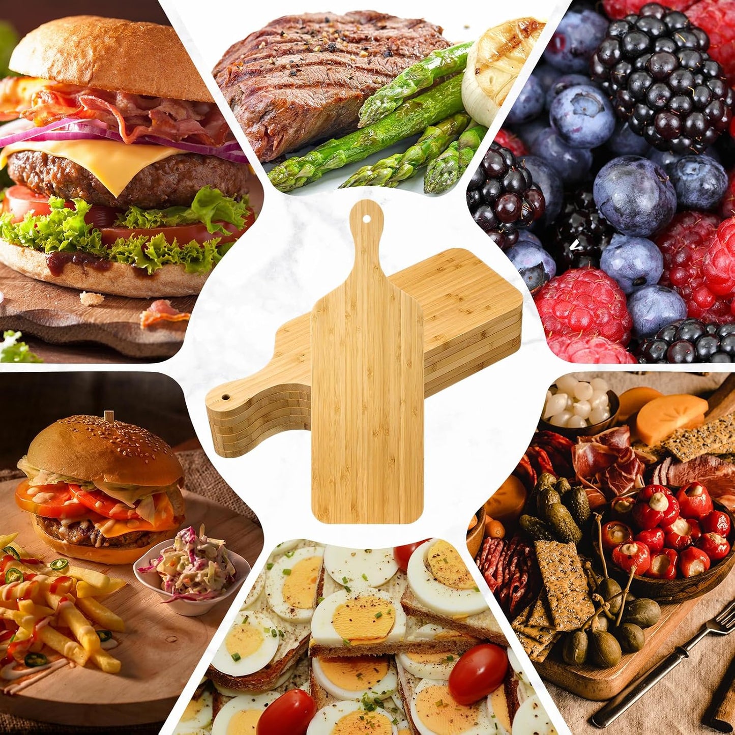 6 Pcs Thicken Cutting Board Bulk Wood Board for Chopping Serving Charcuterie Material for Laser Engraving Mother' Day Wedding Housewarming Gift(Acacia)