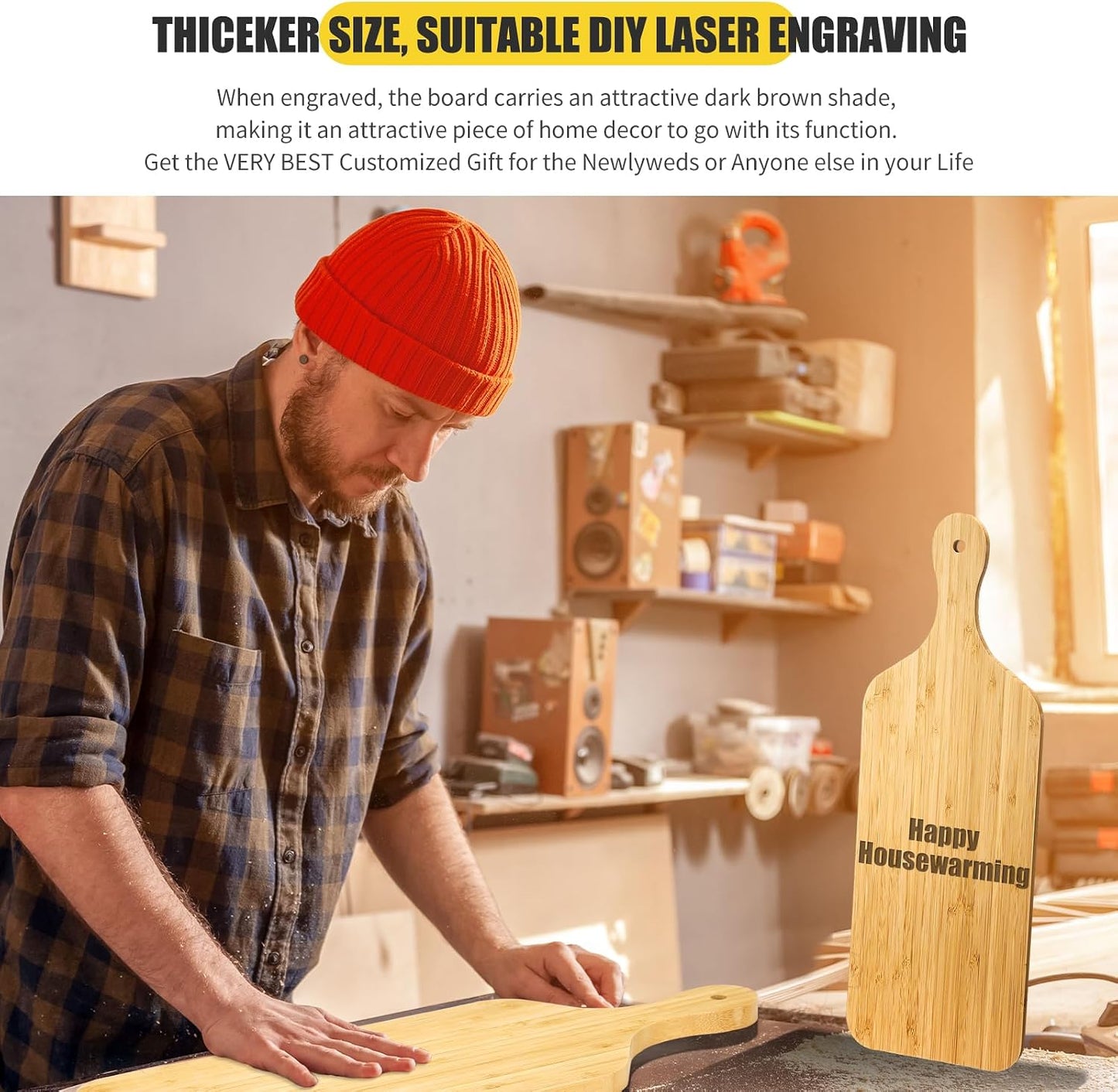 6 Pcs Thicken Cutting Board Bulk Wood Board for Chopping Serving Charcuterie Material for Laser Engraving Mother' Day Wedding Housewarming Gift(Acacia)