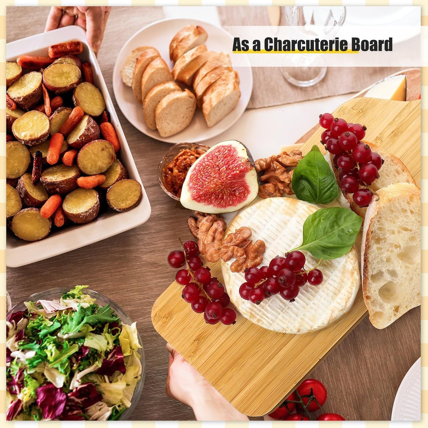 6 Pcs Thicken Cutting Board Bulk Wood Board for Chopping Serving Charcuterie Material for Laser Engraving Mother' Day Wedding Housewarming Gift(Acacia)