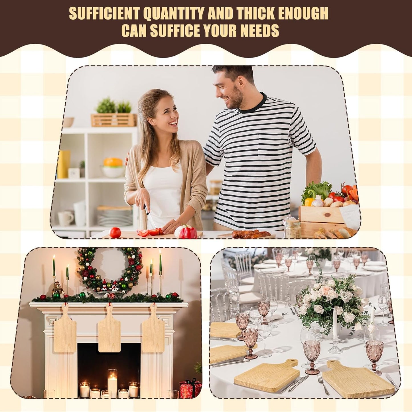 6 Pcs Thicken Cutting Board Bulk Wood Board for Chopping Serving Charcuterie Material for Laser Engraving Mother' Day Wedding Housewarming Gift(Acacia)