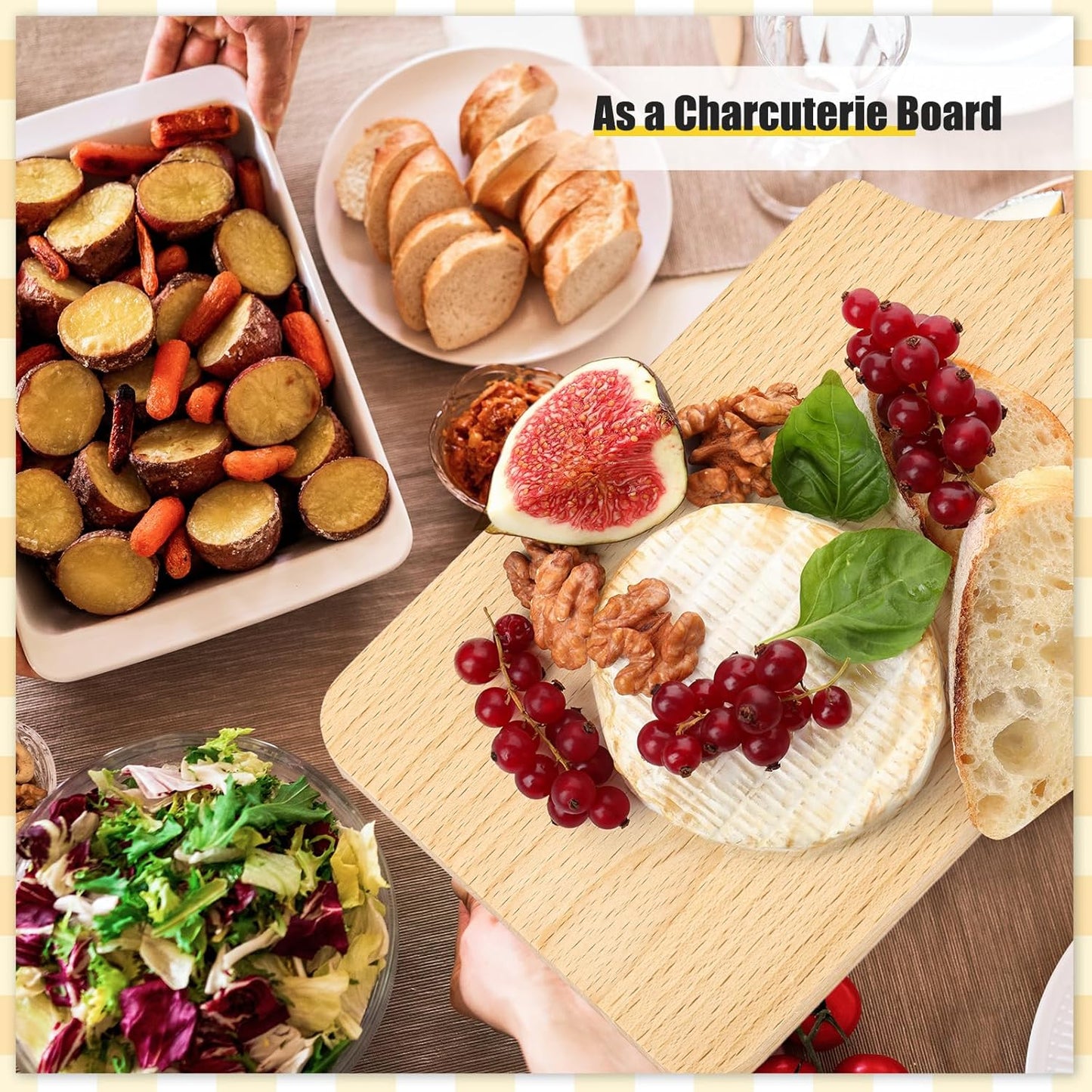 6 Pcs Thicken Cutting Board Bulk Wood Board for Chopping Serving Charcuterie Material for Laser Engraving Mother' Day Wedding Housewarming Gift(Acacia)